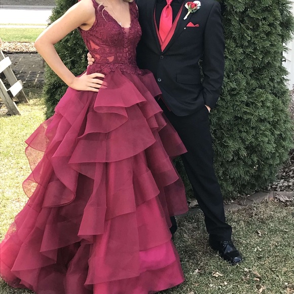 Mon Cheri Dresses & Skirts - Burgundy prom dress